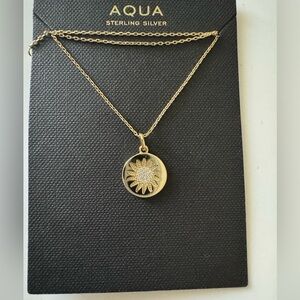 Aqua sterling silver gold plated Pendant